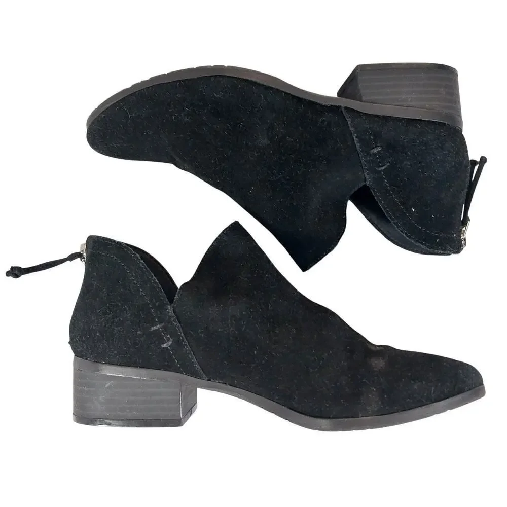 KENNETH COLE! REACTION BLACK GENUINE SUEDE LEATHER CHUNKY HEEL BOOTS! SZ 6.5M
